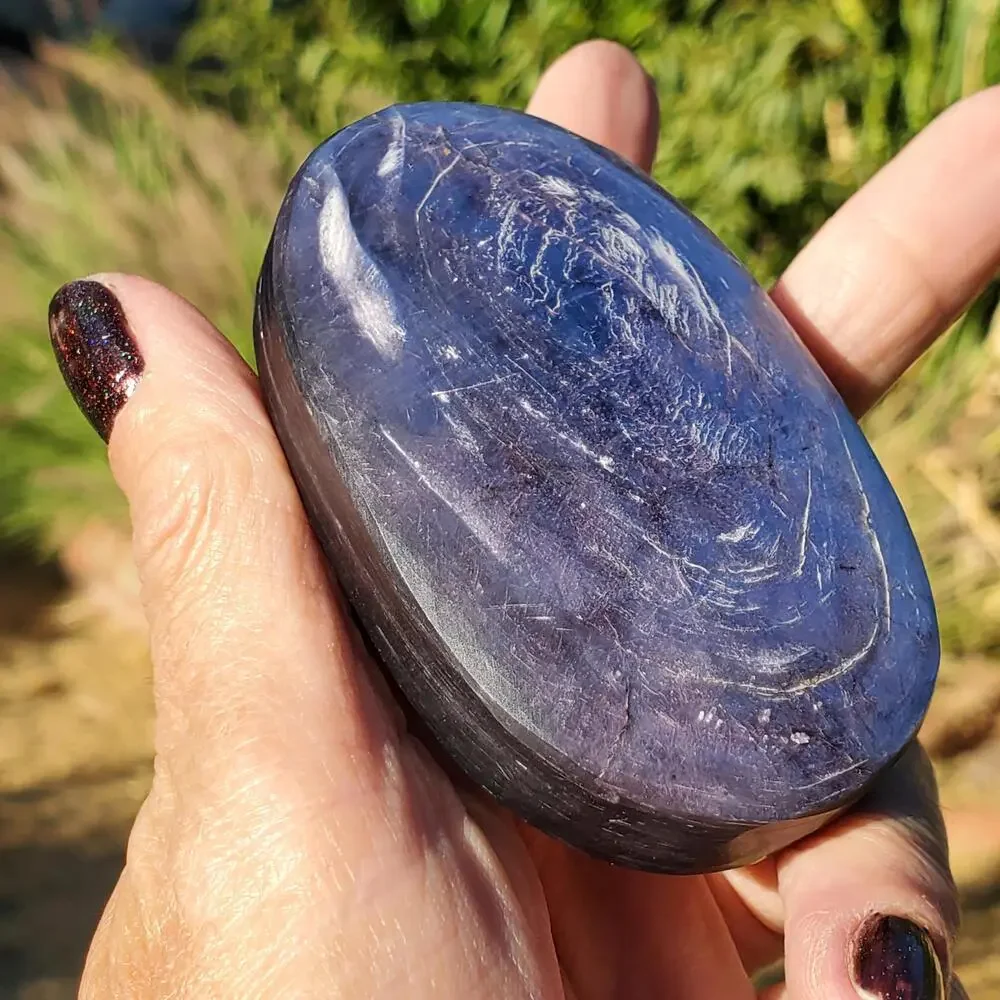 Brazilian Purple Mica Double Side Flash Crystal Palmstone Freeform 132 Grams